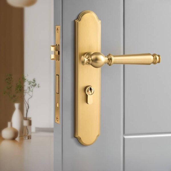 Khoá cửa phòng ngủ kiểu Pháp bằng đồng thau -C cao cấp chống trộm an toàn