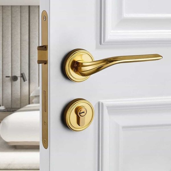 Khóa cửa tay gạt đồng thau nguyên chất cao cấp chống trộm an toàn cho cửa gỗ
