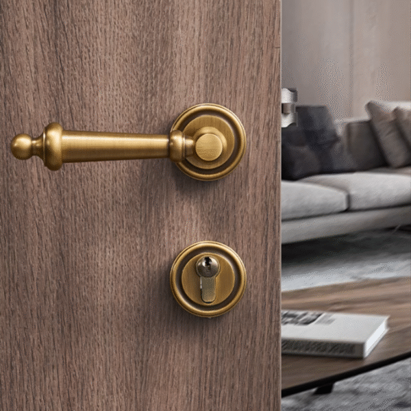 Khóa cửa tay gạt kiểu Pháp retro bằng đồng BR0F cao cấp chống trộm an toàn