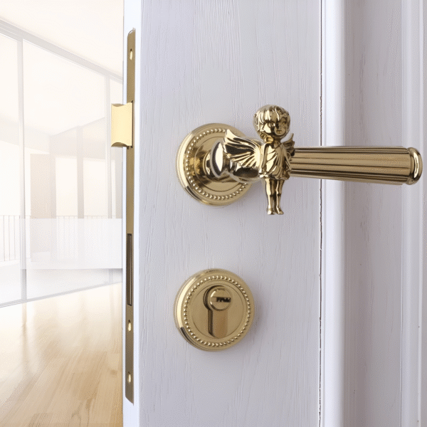 Khóa cửa tay gạt thiên thần nghệ thuật bằng đồng cao cấp chống trộm an toàn