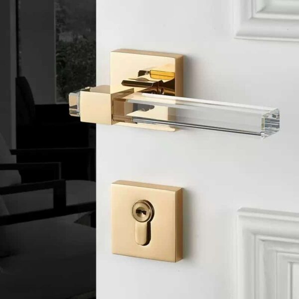 Khóa phân thể đồng thau pha lê cao cấp HT103F chống trộm an toàn cho cửa gỗ