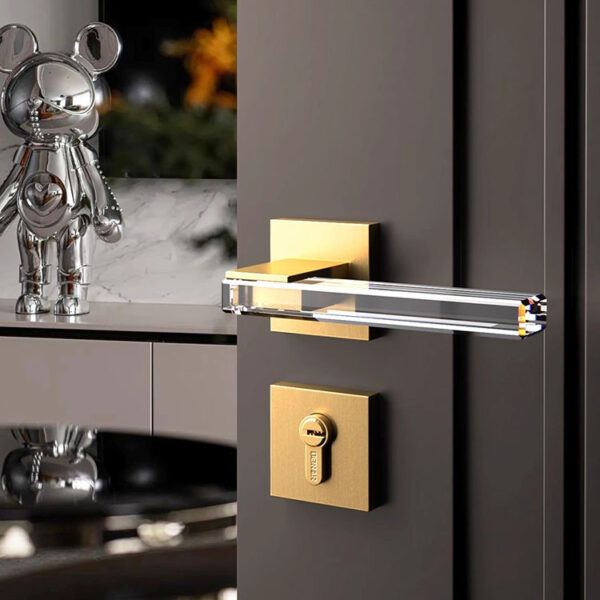 Khóa phân thể hợp kim tay gạt pha lê cao cấp chống trộm an toàn cho cửa gỗ