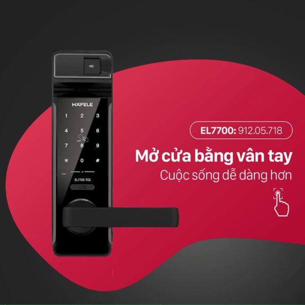Khóa vân tay HAFELE -TCS cao cấp chống trộm an toàn cho cửa gỗ cửa phòng ngủ