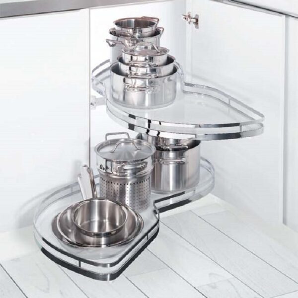 Kệ góc tủ bếp hình chiếc lá Hettich /R tiện ích tủ bếp với thiết kế hiện đại, thẩm mỹ