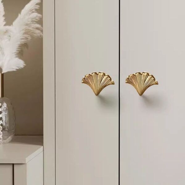 Núm tay nắm tủ hợp kim hình lá ngân hạnh decor, nội thất cao cấp