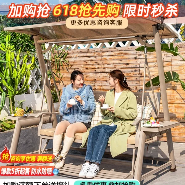 Xích đu sân vườn chống thấm – Ghế lưới đôi ban công biệt thự, bập bênh giải trí