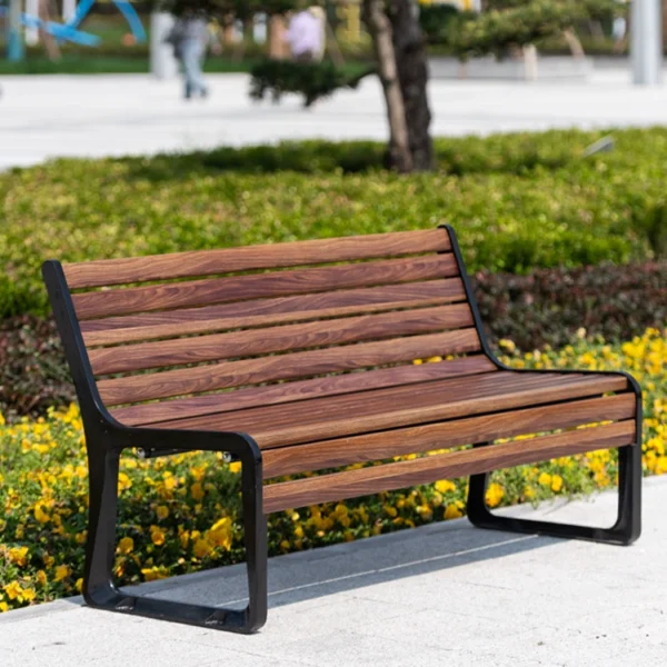 Ghế Dài Sân Vườn Nhôm Đúc – Nghệ Thuật Kết Hợp Gỗ Nhựa, Tựa Lưng Thoải Mái, Chống Ăn Mòn