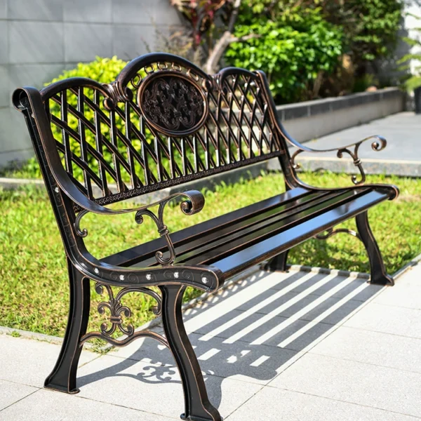 Ghế dài công viên ngoài trời nhôm đúc, ghế tựa sân vườn chống gỉ, phong cách hiện đại