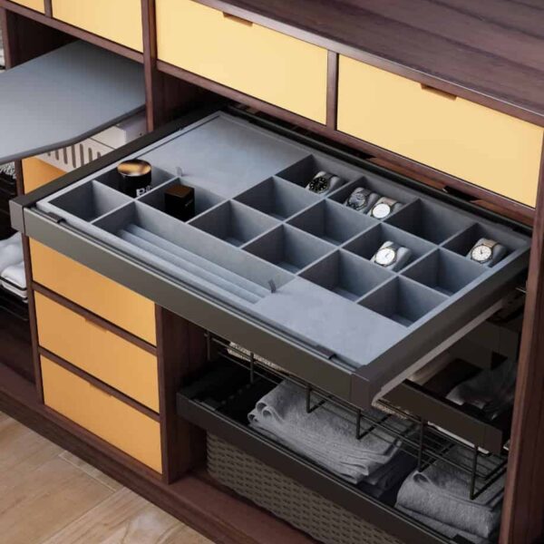 Giá đựng đồ trang sức âm tủ ray giảm chấn Taura – đáp ứng nhu cầu lưu trữ ngày càng cao