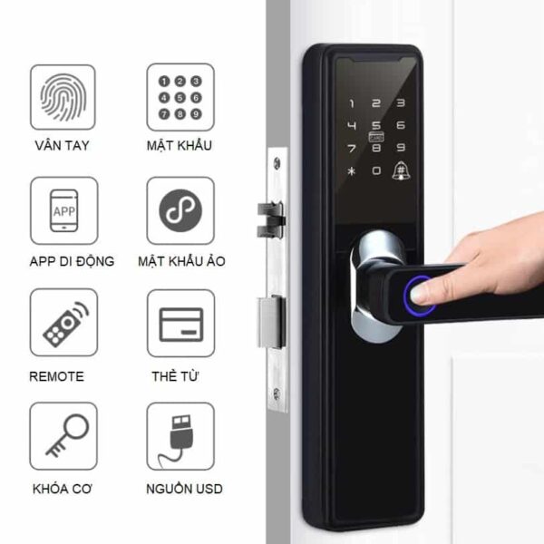 Khóa cửa thẻ từ vân tay mật khẩu cửa gỗ B21 cao cấp chống trộm an toàn kiểu Âu