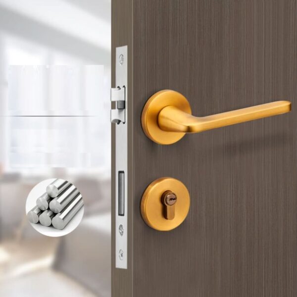 Khoá cửa phòng tay gạt màu đồng chải A01-218DB cao cấp chống trộm an toàn