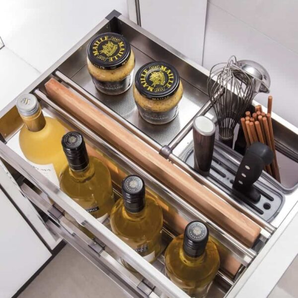 Giá chai lọ dao thớt inox hộp cánh kéo Garis tiện ích tủ bếp với thiết kế hiện đại, thẩm mỹ
