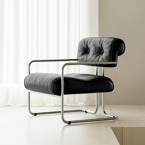 Sofa Đơn Da Cao Cấp Khung Inox Kiểu Ý Cho Phòng Khách