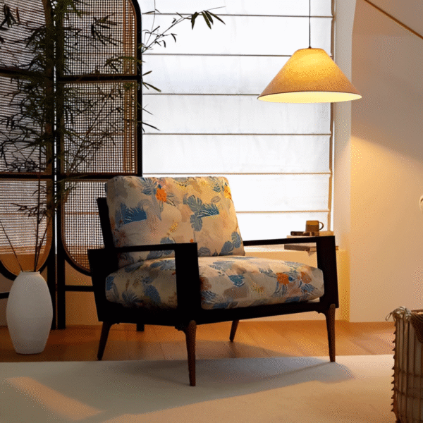 Sofa Đơn Vải Thêu Họa Tiết Kiểu Dáng Cổ Điển