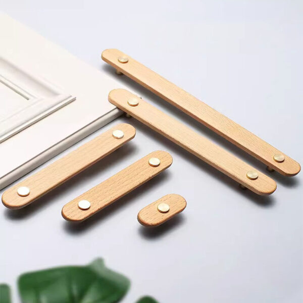 Tay nắm tủ chân đồng thân gỗ tự nhiên Bắc Âu, nội thất cao cấp