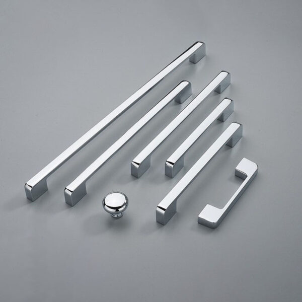 Tay nắm tủ hợp kim kẽm màu bạc chrome, nội thất cao cấp