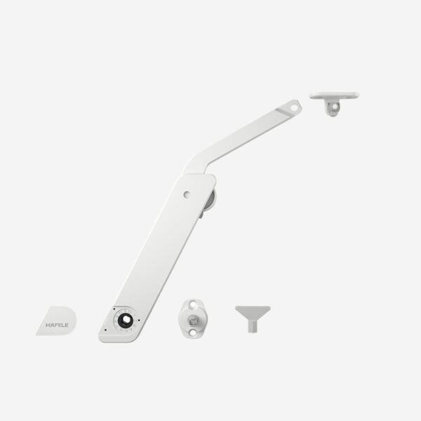 Tay nâng Hafele Free Flap trắng lắp phải 372.39.830 tiện ích tủ bếp với thiết kế hiện đại, thẩm mỹ