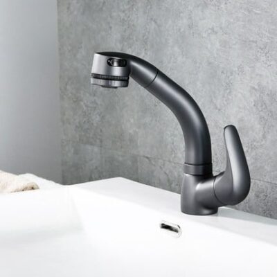 Vòi lavabo nóng lạnh kiểu Đức màu xám – tối ưu hiệu suất sử dụng trong không gian nhỏ