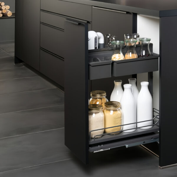 Kệ gia vị 400mm Dipensa Junior III Kessebohmer 545.11.373 tiện ích tủ bếp với thiết kế hiện đại, thẩm mỹ