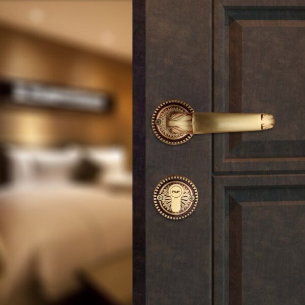 Khóa tay gạt cổ điển cho cửa gỗ bằng đồng cao cấp chống trộm an toàn kiểu Âu