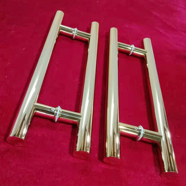Tay nắm kéo PVD hai mặt Cửa kính Thép không gỉ 201 Tay nắm kéo cửa Deluxe Gold