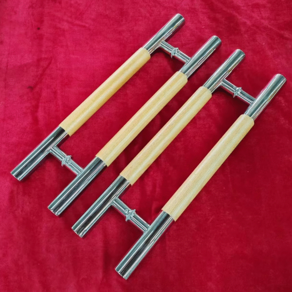 Tay nắm cửa đẩy kéo bằng gỗ sồi màu gỗ tự nhiên sáng bóng cho cửa gỗ kính