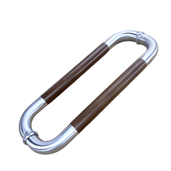 Customized Sus201 Beech Wood Satin Pear Wooden Slide Around Shape Glass Door Handle
