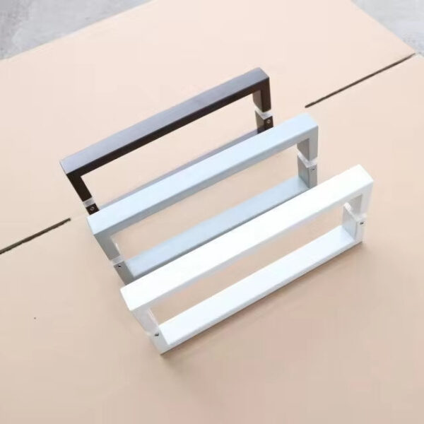 Tay nắm cửa kính trượt hình vuông hai mặt bằng thép không gỉ màu đen xám trắng mờ