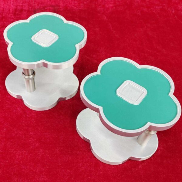 Factory Custom Special Flower Shape Aluminum Oil Tay nắm cửa màu xanh lá cây