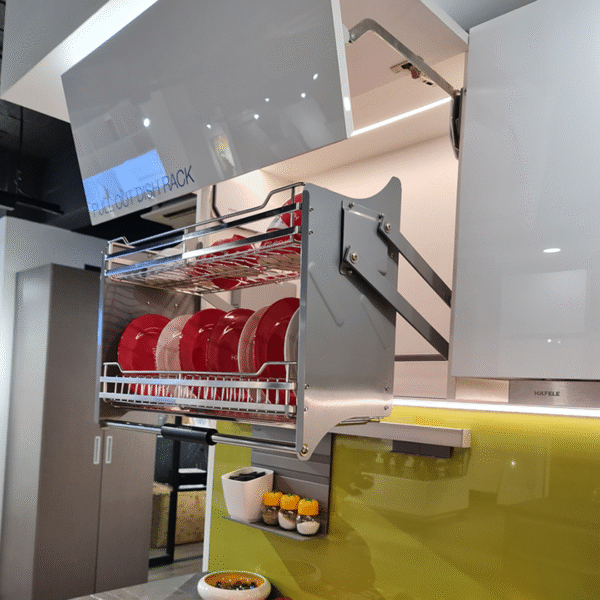 Rổ chén đĩa di động Lento Hafele 504.76.0 tiện ích tủ bếp với thiết kế hiện đại, thẩm mỹ