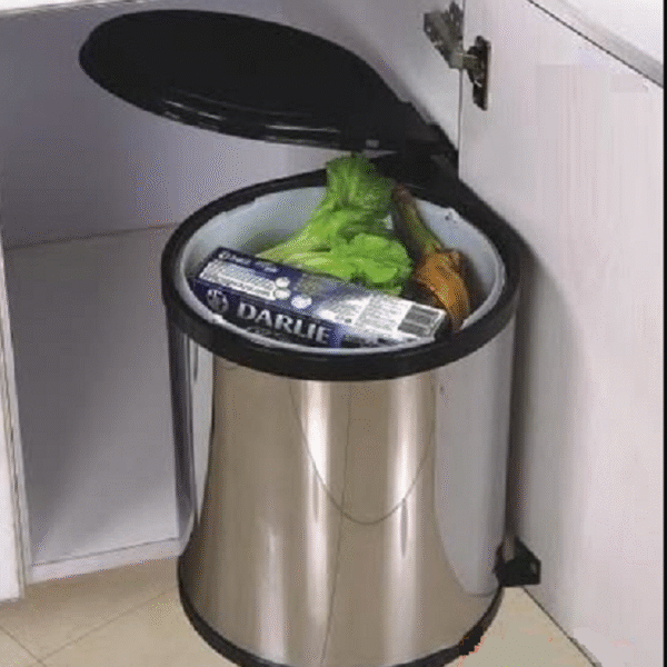 Thùng rác tròn gắn cánh tủ Hettich tiện ích tủ bếp với thiết kế hiện đại, thẩm mỹ