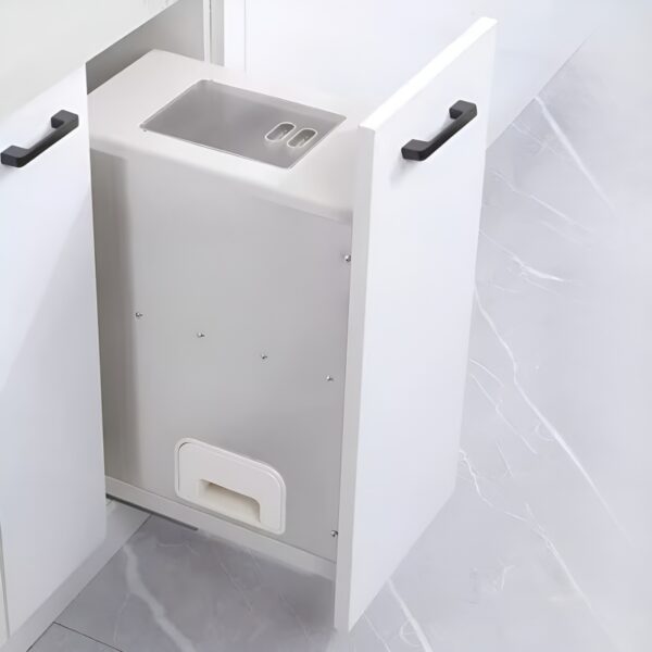 Thùng gạo thông minh cánh kéo bằng inox tiện ích tủ bếp với thiết kế hiện đại, thẩm mỹ