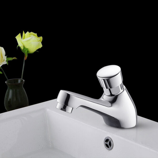 Vòi lavabo nhấn mở bằng đồng màu bạc – phụ kiện thiết yếu cho gia đình hiện đại