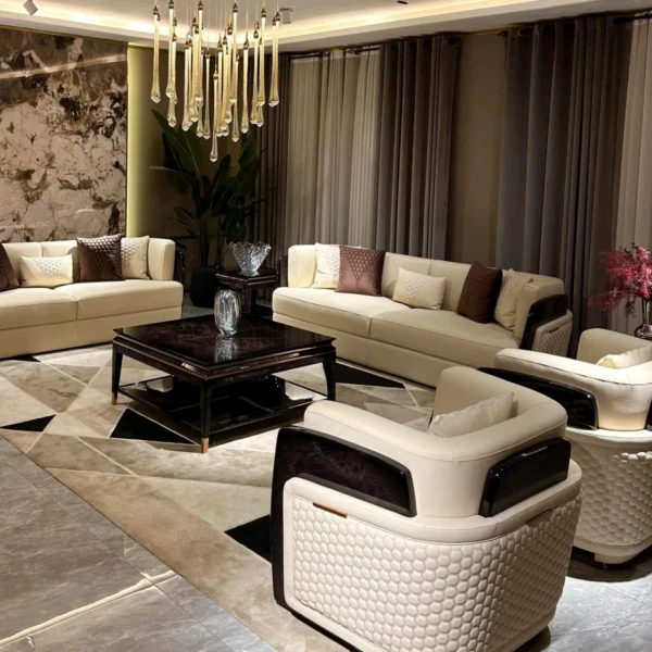 Ghế sofa da cao cấp kiểu Ý sang trọng, thiết kế biệt thự, ghế sofa da hậu hiện đại phẳng lớn kết hợp nội thất Bentley tùy chỉnh
