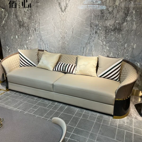 Ghế sofa sang trọng cao cấp kích thước 123 kết hợp da phòng khách hiện đại kiểu Ý