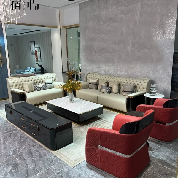 Ghế sofa da Ý sang trọng cao cấp, lưng cao, phòng khách căn hộ lớn, biệt thự, căn hộ lớn hiện đại, sang trọng cao cấp
