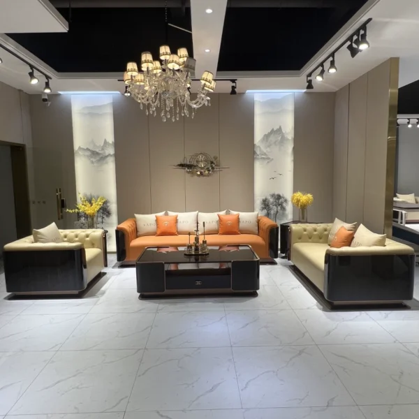 Ghế sofa da Ý sang trọng, cao cấp, phòng khách lớn, hiện đại, đơn giản, nội thất Bentley mới năm 2025