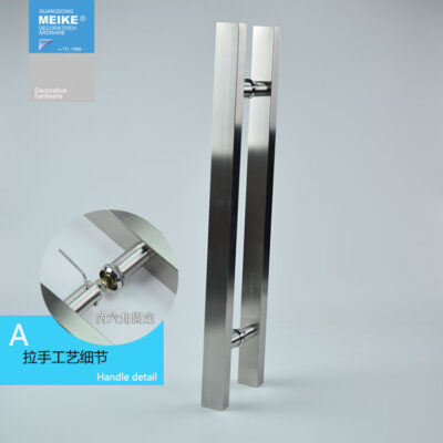 Thép Không Gỉ 304 Kính Tay Nắm Cửa Dày Ống Vuông Tay Nắm Cửa Lò Xo Cửa Kéo Đẩy Tay Nắm Cửa Phần Cứng Phụ Kiện
